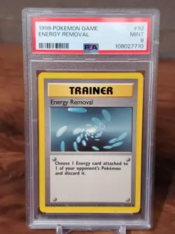 1999 POKEMON BASE SET UNLIMITED #92 ENERGY REMOVAL PSA 9 MINT - Image 1