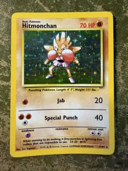 Pokemon Hitmonchan Holo Card Base Set 7/102 - Image 1
