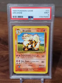 1999 Pokemon Game # 23 Arcanine PSA 9 MINT Base Set - Image 1