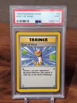 1999 POKEMON GAME 93 GUST OF WIND TRAINER PSA 9 MINT BASE SET UNLIMITED - Image 1