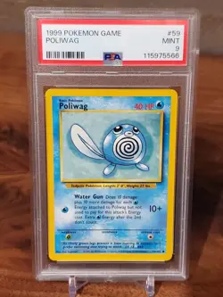 1999 POKEMON GAME BASE SET #59 POLIWAG PSA 9 MINT - Image 1