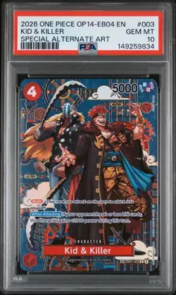 2026 ONE PIECE OP14-EB04-THE AZURE SEA'S SEVEN 003 KID & KILLER SP PSA 10 - Image 1