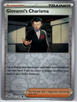 Giovanni's Charisma 161/165 Reverse Holo Scarlet & Violet 151 - Pokemon Card NM - Image 1