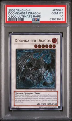 PSA 10 Doomkaiser Dragon Ultimate Rare CSOC-EN043 Yugioh Gem Mint Grey - Image 1
