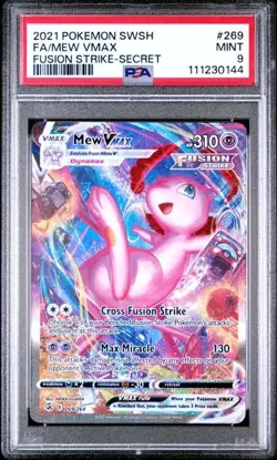 2021 POKEMON SWORD & SHIELD FUSION STRIKE SECRET #269 FULL ART MEW VMAX PSA 9 - Image 1