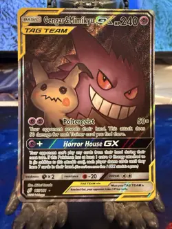 Pokemon TCG Gengar & Mimikyu GX Full Art Tag Team Ultra Rare Card 165/181 - Image 1