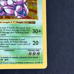 Shadowless Nidoking 11/102 Base Set Holo Rare Pokemon Card - Image 4