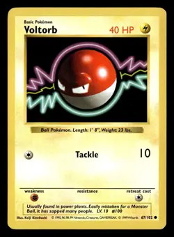 1999 Pokemon Base Set Shadowless VOLTORB 67/102 LP - Image 1