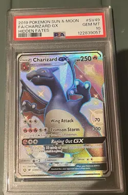 2019 POKEMON SUN & MOON HIDDEN FATES #SV49 FULL ART/CHARIZARD GX PSA 10 - Image 1