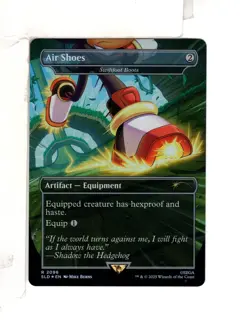 MTG SkeenAB Swiftfoot Boots (2096) BORDERLESS RAINBOW FOIL from SLD. NM. - Image 1