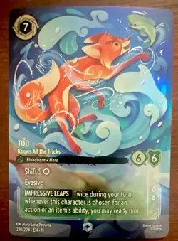 Disney Lorcana Tod Knows All the Tricks Foil Evasive 230/204 Fox and the Hound - Image 1