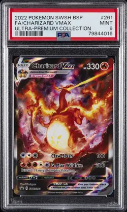 2022 POKEMON SWSH BLACK STAR PROMO #261 FULL ART/CHARIZARD VMAX PSA 9 - Image 1