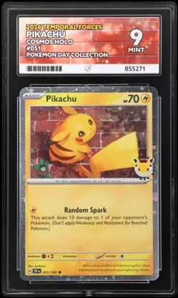 2026 Pikachu. Temporal Forces. 051/162 Cosmos Holo. Pokemon Day Collection ACE 9 - Image 1