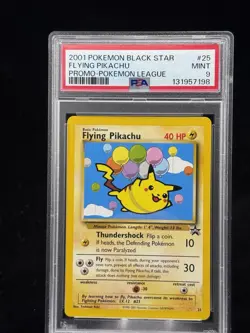 Flying Pikachu #25 Black Star Promo Pokemon League 2001 PSA 9 🎈☁ - Image 1