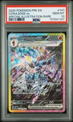2025 POKEMON PRE EN-PRISMATIC EVOLUTIONS SPECIAL #147/131 CERULEDGE EX PSA 10 - Image 1