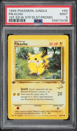 1999 Pokemon Pikachu 1st Edition Wizard Stamp 60/64 PSA 9 (Jungle) - Image 1