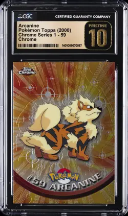 2000 POKEMON TOPPS CHROME SER 1 CHROME #59 ARCANINE CGC 10 PERFECT - Image 1