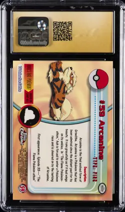 2000 POKEMON TOPPS CHROME SER 1 CHROME #59 ARCANINE CGC 10 PERFECT - Image 2