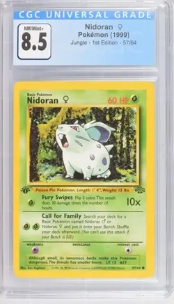 CGC 8.5 Nidoran Non-Holo 1st Edition Jungle #57/64 Pokemon 1999 NM-Mint+ - Image 1