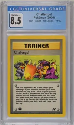 CGC 8.5 Challenge! Trainer 1st Edition Team Rocket 74/82 Pokemon 2000 NM-MINT+ - Image 1