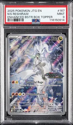 2025 POKEMON JTG EN-JOURNEY TOGETHER #167 N'S RESHIRAM PSA 9 - Image 1