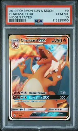 2019 Pokemon Sun & Moon Hidden Fates Charizard GX 9/68 PSA 10 GEM MINT - Image 1