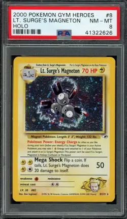 Lt. Surge's Magneton Pokemon 2000 Gym Heroes Holo Rare 8/132 WOTC PSA 8 NM-MT - Image 1