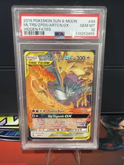 2019 POKEMON SUN & MOONHIDDEN FATES #44 MOLTRES & ZAPDOS & ARTICUNO GX PSA10 - Image 1