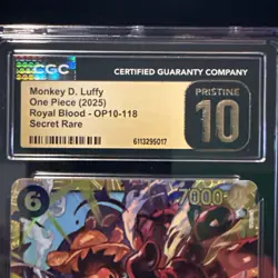2025 One Piece OP10 EN Monkey.D.Luffy #OP10-118 SEC CGC PRISTINE 10 - Image 2