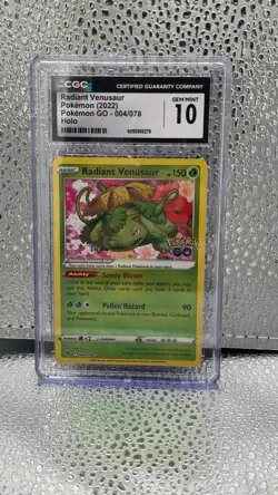 2022 Pokemon Radiant Venusaur 004/078 Pokemon GO Radiant Rare Holo CGC 10 - Image 1