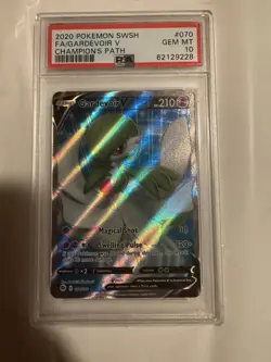 2020 Pokemon SWSH Champions Path Gardevoir v FA Ultra Rare Card #070 PSA 10 - Image 1
