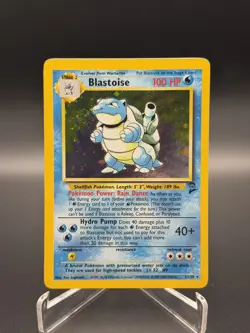 Pokemon Blastoise Holo Rare Card Base Set 2 2/102 LP with SWIRL 1999-2000 - Image 1