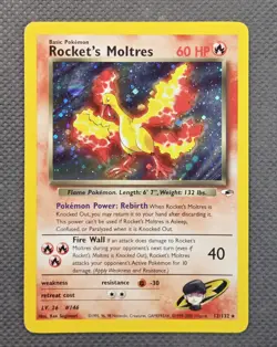 2000 Rockets Moltres 12/132 - Holo Rare Gym Heroes Pokemon WoTC Vintage TCG - Image 1