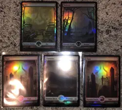 MTG- Russian FOIL Full Art Land Collection x9 - Island, Swamp, Plains, Forest - Image 2