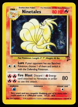 Ninetales 13/130 Holo Rare Base Set 2 Pokemon Card - Image 1
