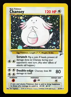 Chansey 3/130 Holo Rare Base Set 2 Pokemon Card - Image 1