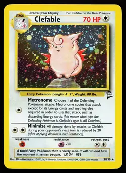 Clefable 5/130 Holo Rare Base Set 2 Pokemon Card - Image 1