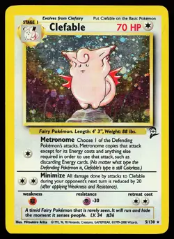 Clefable 5/130 Holo Rare Base Set 2 Pokemon Card - Image 1