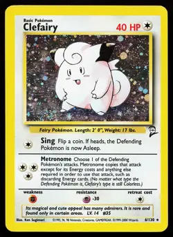 Clefairy 6/130 Holo Rare Base Set 2 Pokemon Card - Image 1