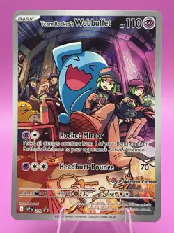 Pokemon TCG Team Rockets Wobbuffet 203 Pokemon Center stamped Destined Rivals - Image 1