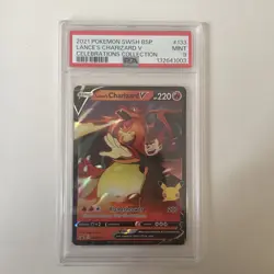 2021 POKEMON SWSH BLACK STAR PROMO CELEBRATIONS COLL LANCE'S CHARIZARD V PSA 9 - Image 1
