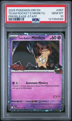 2025 POKEMON DRI EN-DESTINED RIVALS #087 TEAM ROCKET'S MIMIKYU PSA 10 - Image 1