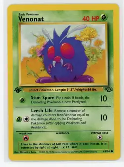 Pokemon TCG - Venonat 63/64 - Jungle - 1st Edition Common - Image 1