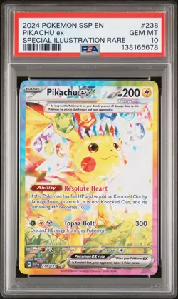 2024 POKEMON SSP EN-SURGING SPARKS SIR #238 PIKACHU EX PSA 10 - Image 1