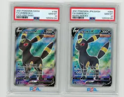Pokemon TCG Umbreon V Full Art English & Japanese PSA 10 Sequential Set - Image 1