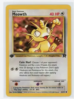Pokemon TCG - Meowth 62/82 - Team Rocket - 1st Edition - Image 1