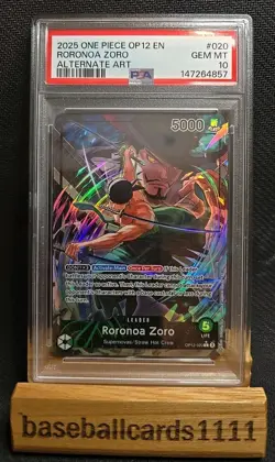 One piece Roronoa Zoro Alt Art Leader OP12-020 Legacy of The Master PSA 10 P2 - Image 1