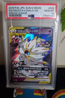 Pokemon Card PSA 10 Solgaleo & Lunala GX 20 Sun Moon Dream League Japanese 2019 - Image 1