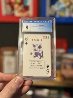 1998 Pokemon TCG Yellow Deck Six of Spades Gengar Card CGC 9 - Image 1