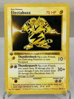 Electabuzz 020/102 Base Set (Shadowless) 1st Edition Pokemon Card - MP - Image 1